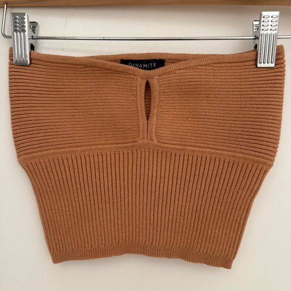 Dynamite Keyhole Rib Knit Tube Top - Picture 3 of 5